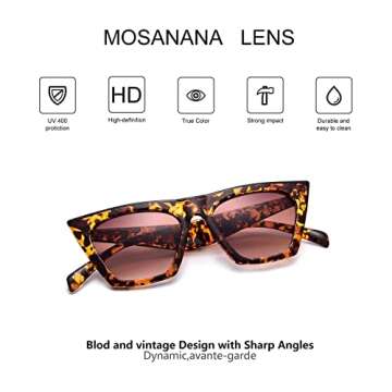 mosanana Women's Retro Tortoise Shell Sunglasses with UV Protection, Stylish and Comfortable