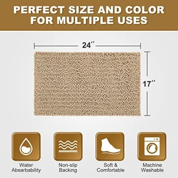 Absorbent Soft Bathroom Rug Non-Slip Chenille Mat 24 x 17
