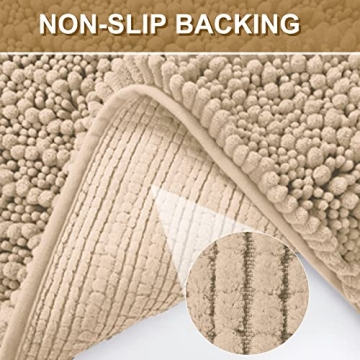 Absorbent Soft Bathroom Rug Non-Slip Chenille Mat 24 x 17