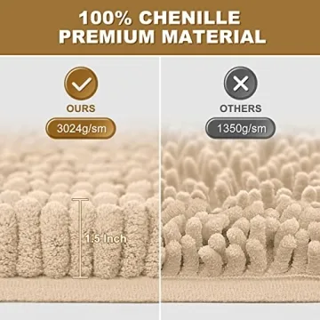Absorbent Soft Bathroom Rug Non-Slip Chenille Mat 24 x 17