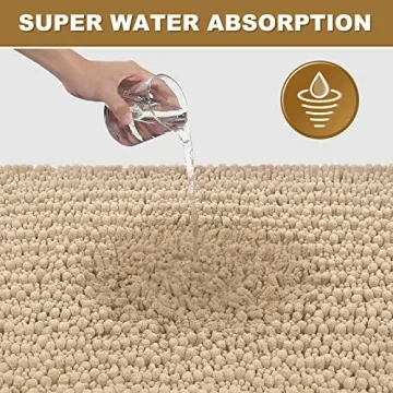 Absorbent Soft Bathroom Rug Non-Slip Chenille Mat 24 x 17