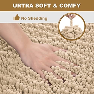 Absorbent Soft Bathroom Rug Non-Slip Chenille Mat 24 x 17