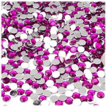 The Crafts Outlet 144pc Rhinestones Round 5mm - 21ss Flatback Hot Pink or Rose HPK