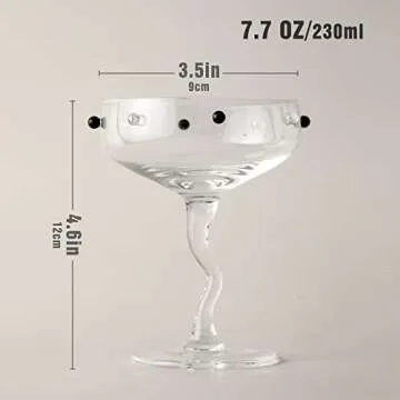 UBENKAKU Margarita Glasses 7.7oz set of 1, for Wine Glasses, Cocktail Glasses, Martini Glasses, Champagne Glass, Dessert Bowl, Ice Cream Bowl (White&Black)