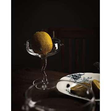 UBENKAKU Margarita Glasses 7.7oz set of 1, for Wine Glasses, Cocktail Glasses, Martini Glasses, Champagne Glass, Dessert Bowl, Ice Cream Bowl (White&Black)