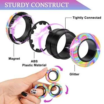 9Pcs Magnetic Rings Fidget Toy Set, ADHD Anxiety Magnetic Fidget Toys Adults Fidget Spinner Rings fo...