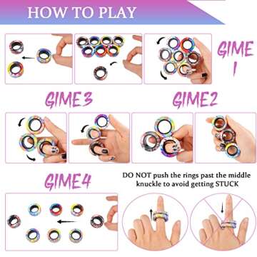 9Pcs Magnetic Rings Fidget Toy Set, ADHD Anxiety Magnetic Fidget Toys Adults Fidget Spinner Rings for Relief, Gifts for 8+ Year Old Teen Boy Girl