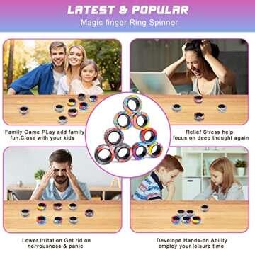 9Pcs Magnetic Rings Fidget Toy Set, ADHD Anxiety Magnetic Fidget Toys Adults Fidget Spinner Rings for Relief, Gifts for 8+ Year Old Teen Boy Girl