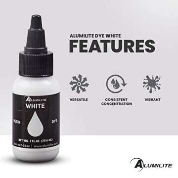 Alumilite Liquid Color Dye Tint for Resin Casing, White, Highly Concentrated for Epoxy Coating, and Urethane, Ideal for Coloring Clear, Translucent, Opaque Art and Craft Projects - 1 Oz