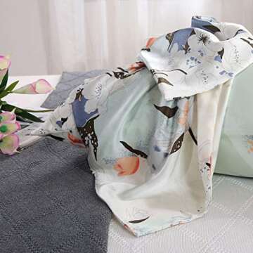 ZIMASILK 100% Natural Silk Pillowcase for Hair and Skin Health, with Hidden Zipper,Both Side Silk,Floral Print, 1pc (Queen 20''x30'', pattern7)