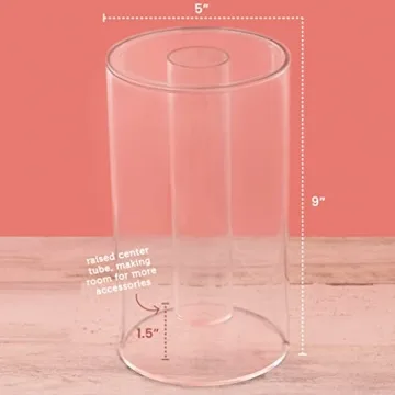 Yofi Design Headband and Scrunchie Holder with Room for Small Accessories. Clear Acrylic Organizer for Bows, Ties, Clips, Pins & More.