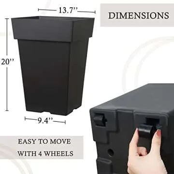 kubvici 20 Inch Tall Planters for Outdoor Plants Indoor Plants, Set of 2 Large Plastic Plant Pots Flower Pot Outdoor Planter for Front Porch Garden Balcony Deck Back Yard with Drainage