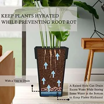 kubvici 20 Inch Tall Planters for Outdoor Plants Indoor Plants, Set of 2 Large Plastic Plant Pots Flower Pot Outdoor Planter for Front Porch Garden Balcony Deck Back Yard with Drainage