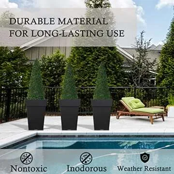 kubvici 20 Inch Tall Planters for Outdoor Plants Indoor Plants, Set of 2 Large Plastic Plant Pots Flower Pot Outdoor Planter for Front Porch Garden Balcony Deck Back Yard with Drainage