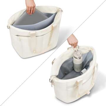 LYAUK Tote Bag with Women, Puffer Tote Bag with Laptop Compartment, Laptop Tote Bag for Women with Z...