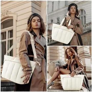 LYAUK Puffer Tote Bag for Women - Large Laptop Bag