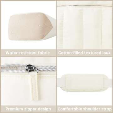 LYAUK Tote Bag with Women, Puffer Tote Bag with Laptop Compartment, Laptop Tote Bag for Women with Zipper, Large Tote Bag Purse Shoulder Bag for Travel Work Gym Overnights Weekend Trips, Beige