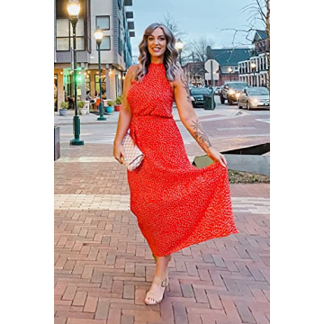 Stylish PRETTYGARDEN Halter Neck Floral Maxi Dress