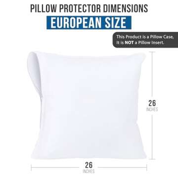 Utopia Bedding Waterproof Throw Pillow Protectors (No Pillow Inserts) with Zipper European (2 Pack, White), Bed Bug Proof Outdoor Bed Couch Decorative Pillow Encasement Covers