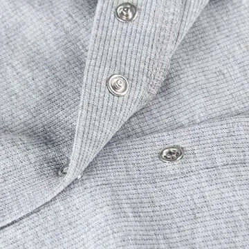 GEMBERA Womens Long Sleeves Button Down Sexy V Neck Ribbed Bodycon Bodysuit Top Grey S