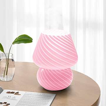 Sinyzope Mushroom Table lamp striple Pink