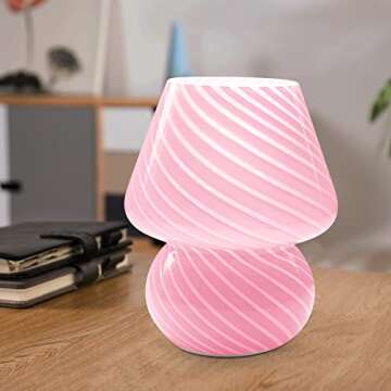 Sinyzope Mushroom Table lamp striple Pink