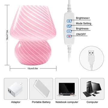 Sinyzope Mushroom Table lamp striple Pink