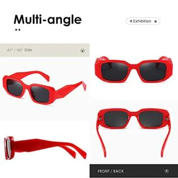kimorn Rectangle Sunglasses for Women Men Trendy Retro Trendy Sun Glasses 90’s Vintage Square Frame K1307 (Red Frame Grey Lens)