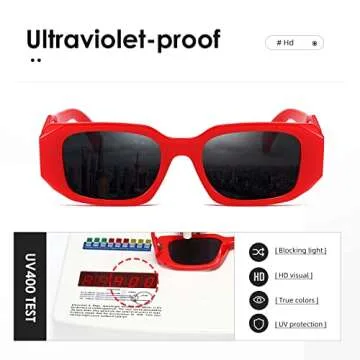 kimorn Rectangle Sunglasses for Women Men Trendy Retro Trendy Sun Glasses 90’s Vintage Square Frame K1307 (Red Frame Grey Lens)