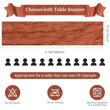 12 Pack Terracotta Cheesecloth Table Runner 10FT Long Boho Gauze Table Runner Rustic Sheer Runner fo...