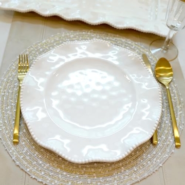 Certified International Perlette Cream Melamine Dinner Plates