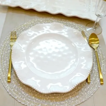 Certified International Perlette Cream Melamine Dinner Plates