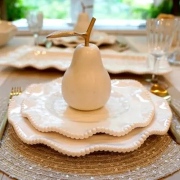 Certified International Perlette Cream Melamine Dinner Plates