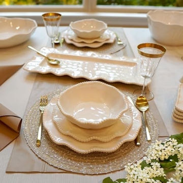 Certified International Perlette Cream Melamine Dinner Plates