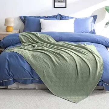 MILVOWOC Sage Knitted Throw Blanket Soft Checkered Throw Blanket Cozy Cable Knit Throw Blanket Woven Decorative Throw Blankets 50x60 Throw Blanket for Sofa Couch Bed Living Room