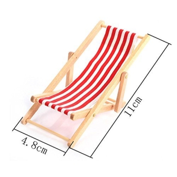 KODORIA 3pcs 1:12 Miniature Wooden Beach Chairs