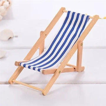KODORIA 3pcs 1:12 Miniature Wooden Beach Chairs