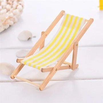 KODORIA 3pcs 1:12 Miniature Wooden Beach Chairs