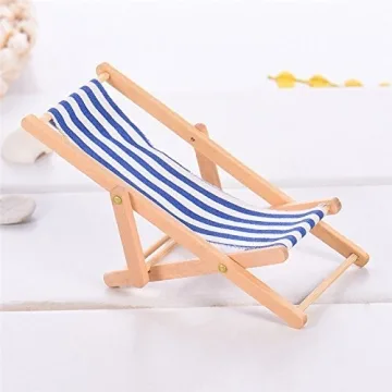 KODORIA 3pcs 1:12 Miniature Wooden Beach Chairs