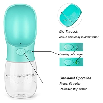 Dog Water Bottle for Walking, Dispenser Pet Portable Dogs Cats 12OZ 19OZ Travel Drink Bottle Bowls BPA Freee,Leak Proof,Food Grade (12oz (12oz), Dream Blue)