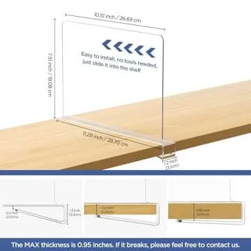HBlife 8 Pack Clear Shelf Dividers, Vertical Purse Organizer for Closet Perfect for Sweater, Shirts, Handbags in Bedroom and Kitchen, Adjustable Acrylic Bookshelf for Organization