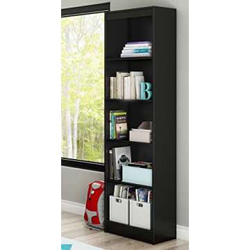 Elegant South Shore Axess 5-Shelf Narrow Bookcase for Space Saving