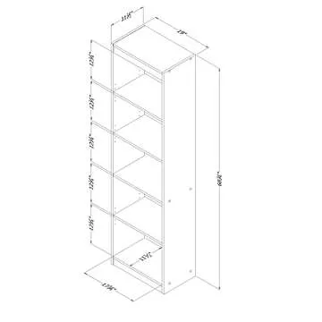 South Shore Axess 5-Shelf Narrow Bookcase in Pure Black