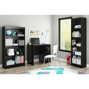 South Shore Axess 5-Shelf Narrow Bookcase in Pure Black