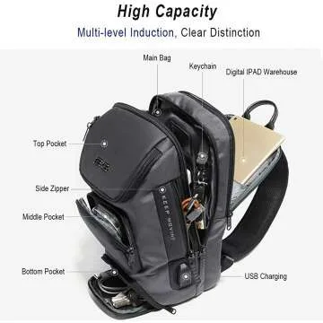 OZUKO Sling Backpack for Men - Stylish & Functional