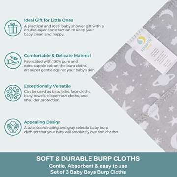 Stylish Spasilk Burp Cloths for Newborn Babies - 3 Pack