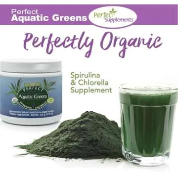 Perfect Supplements – Perfect Aquatic Greens Powder – 135 Grams – Organic Spirulina and Chlorella Supplement – Nutritious Superfood