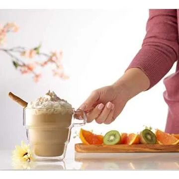 JoyJolt Pila Double Wall Insulated Coffee Mugs – 16 oz Double Walled Insulated Glasses Coffee Mug With Handle, Stackable, Sleek Modern Design – Set of 2