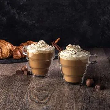 JoyJolt Pila Double Wall Insulated Coffee Mugs – 16 oz Double Walled Insulated Glasses Coffee Mug With Handle, Stackable, Sleek Modern Design – Set of 2