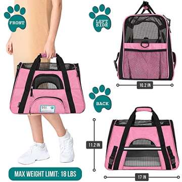 PetAmi Airline Approved Pet Carrier for Cat, Soft Sided Dog Carrier for Small Dogs, Cat Travel Suppl...